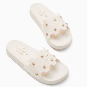 Kate Spade Daisy Floral Pool Slide Sandals Parchment White Size 7